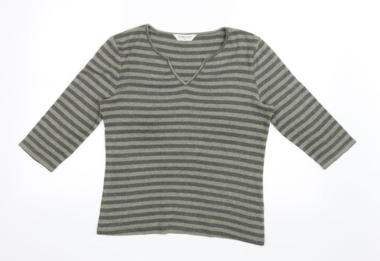 Dorothy Perkins Womens Green Striped Knit Pullover Jumper Size 14