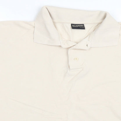 Close-up detail of Academy men’s ivory polo, size 2XL