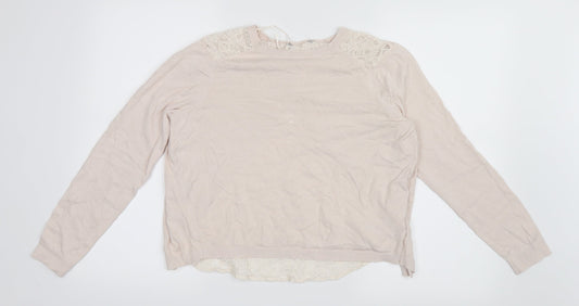 Dorothy Perkins Womens Pink  Knit Pullover Jumper Size 8  - Lace