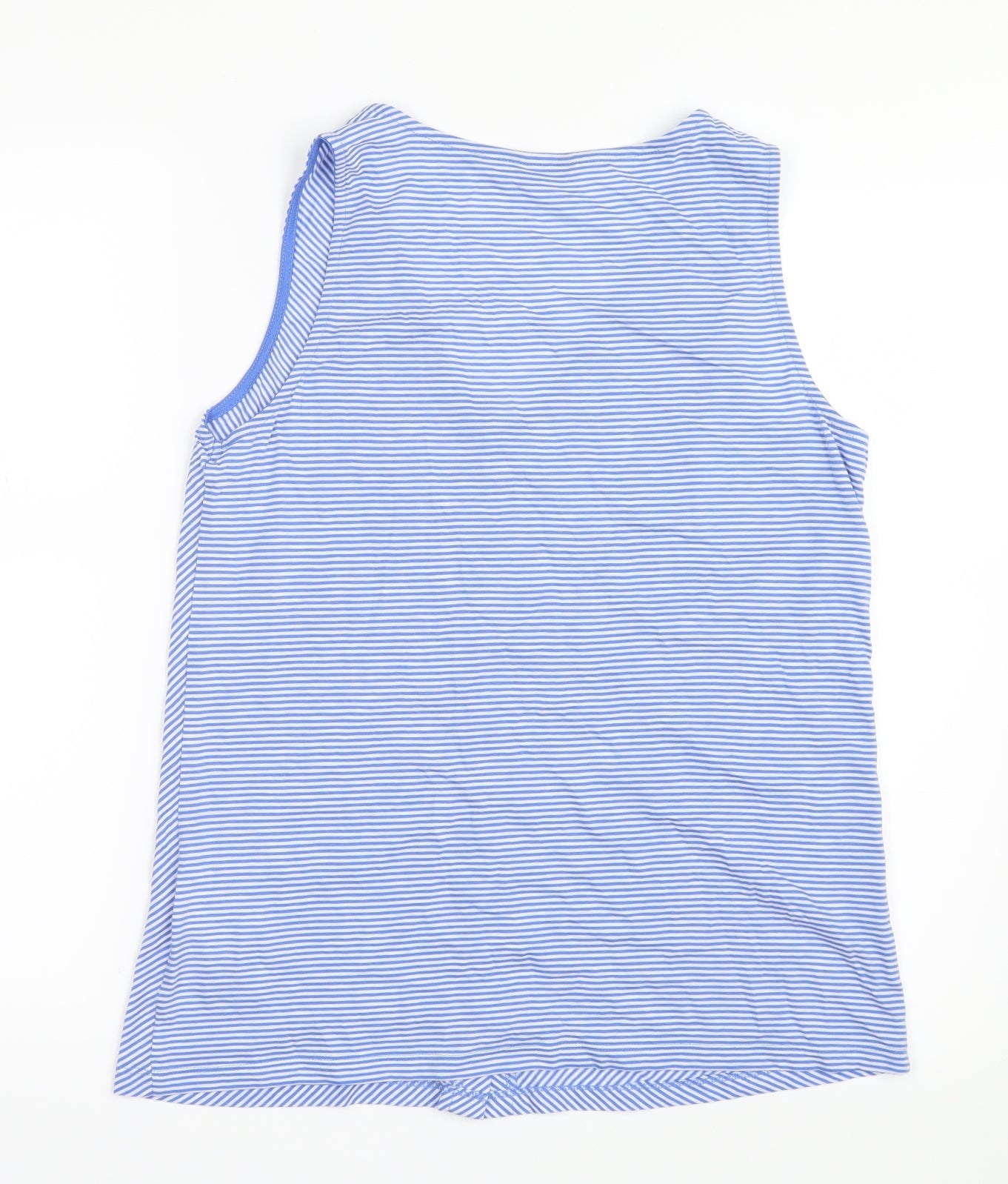 M&Co Womens Blue Striped  Basic Button-Up Size 12