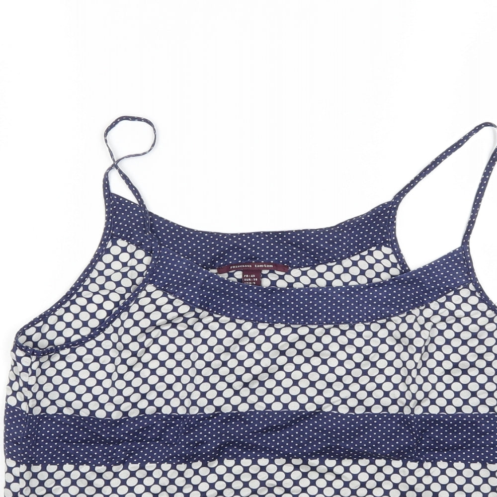 TAM TAM Womens Blue Striped  Basic Tank Size 10