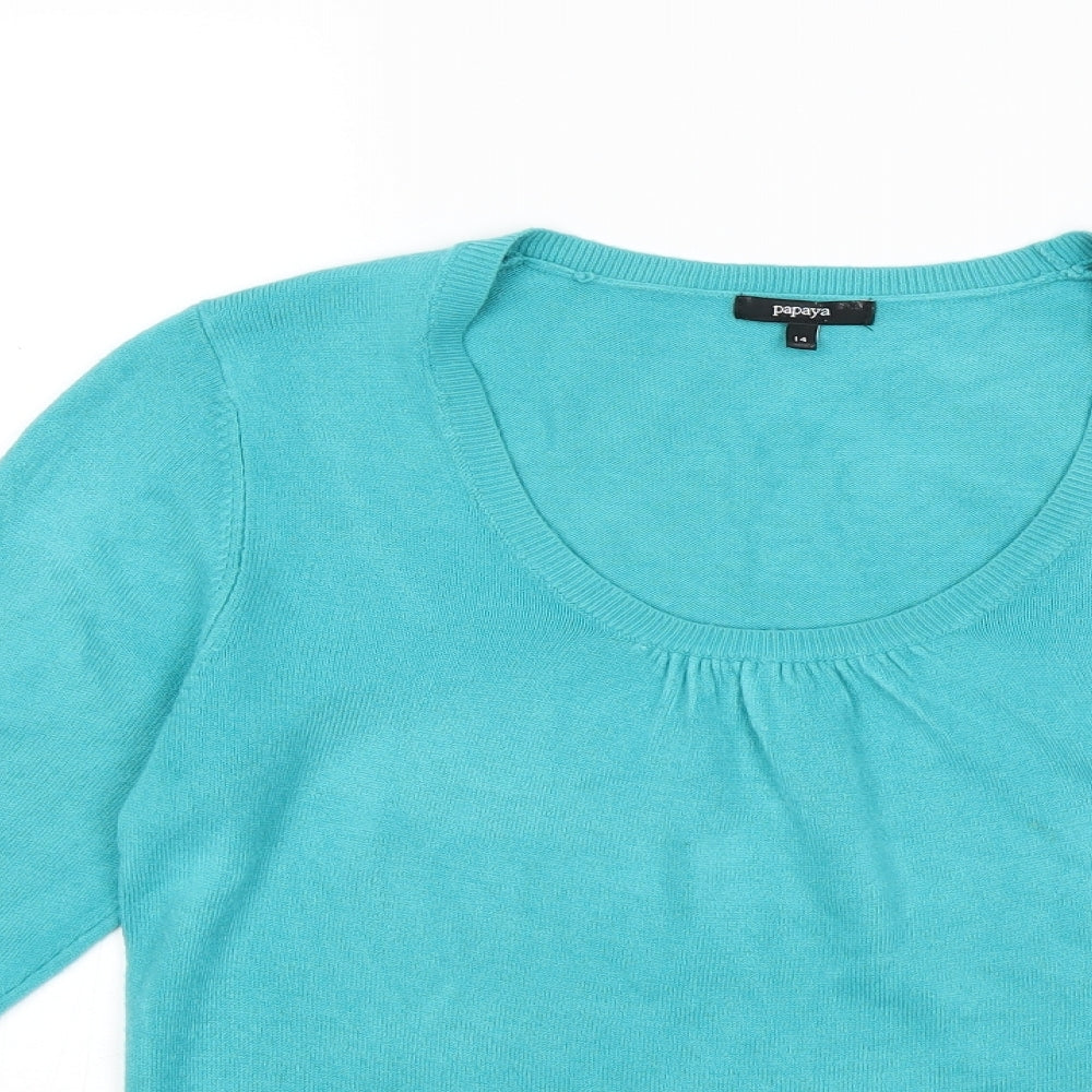 Papaya Womens Blue  Knit Pullover Jumper Size 14