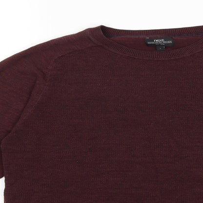 Close-up detail of Next men’s red knit jumper, size S