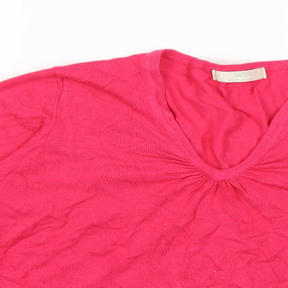 Close-up detail of Marks & Spencer women’s pink knit jumper, size UK 12