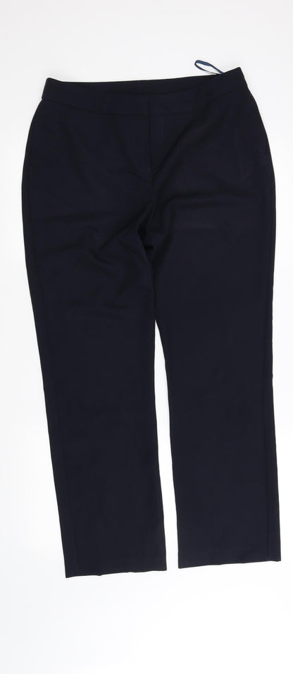 Additional front view of Bonmarché women’s blue trousers, size UK 12, 34-inch leg