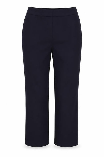 Front view of Bonmarché women’s blue trousers, size UK 12, 34-inch leg