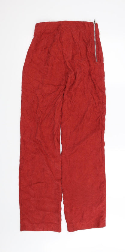 Back view of SHEIN women’s red trousers, size S, 29-inch leg