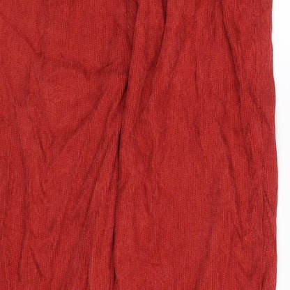 Brand and care label for SHEIN women’s red trousers, size S, 29-inch leg