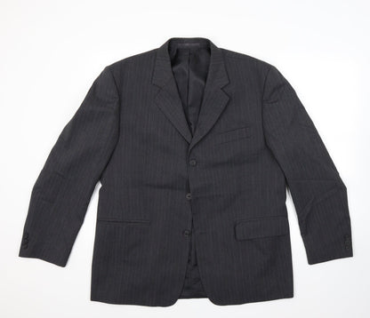 Preloved Armando Mens Grey Striped  Jacket Blazer Size 42 - Front