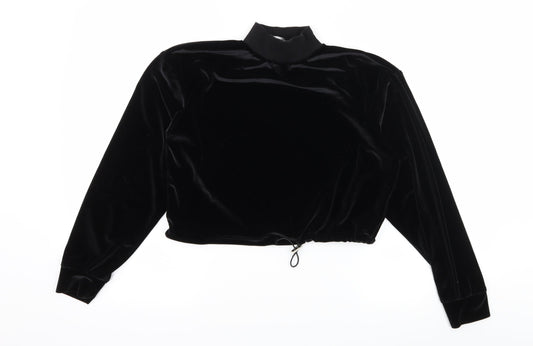 Topshop Womens Black  Velvet Pullover Sweatshirt Size 6