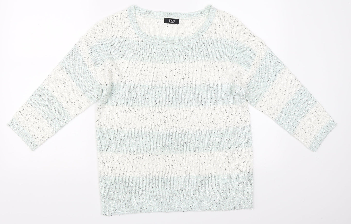 F&F Womens Ivory Striped  Pullover Jumper Size 10