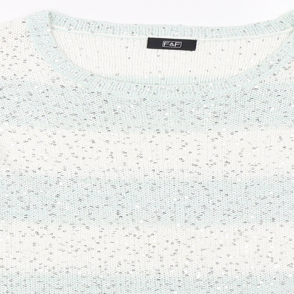 F&F Womens Ivory Striped  Pullover Jumper Size 10