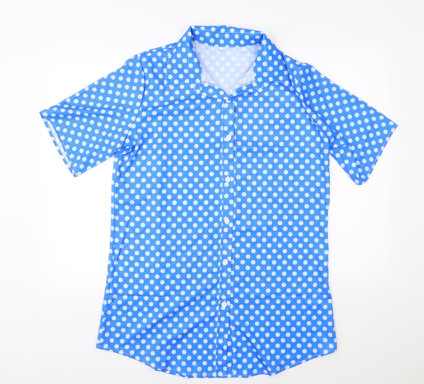 Preworn Womens Blue Polka Dot  Basic Button-Up Size 3XL