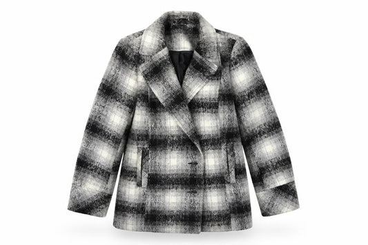 M&Co Womens Grey Striped  Overcoat Coat Size 12