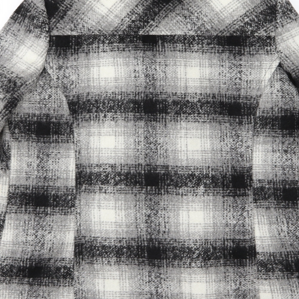 M&Co Womens Grey Striped  Overcoat Coat Size 12