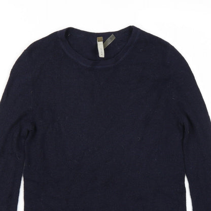 Close-up detail of Soyer men’s blue jumper, size S