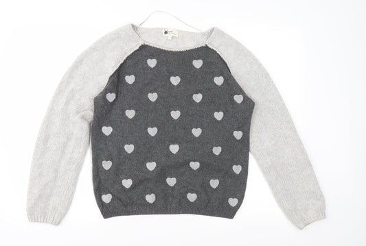 NEXT Womens Grey Geometric Knit Pullover Jumper Size 14