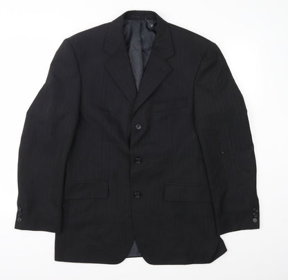 Additional front view of Pinstripe men’s grey striped jacket suit jacket, size 40