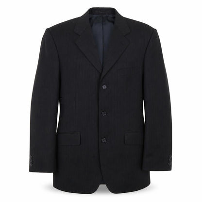 Front view of Pinstripe men’s grey striped jacket suit jacket, size 40