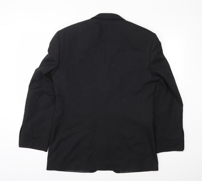 Back view of Pinstripe men’s grey striped jacket suit jacket, size 40