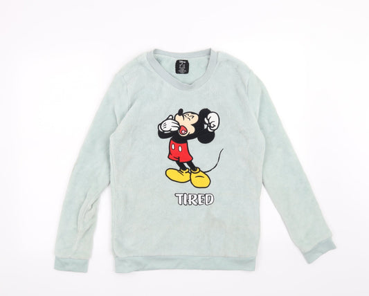 Disney Womens Green Solid  Top Pyjama Top Size 6  - Disney Mickey Mouse