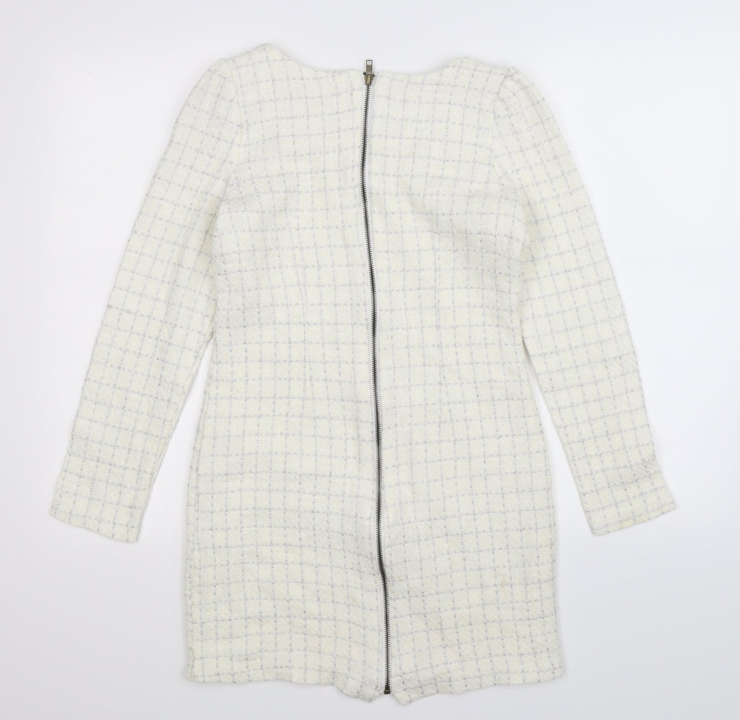 Ye Ye Womens White Check  Bodycon  Size S