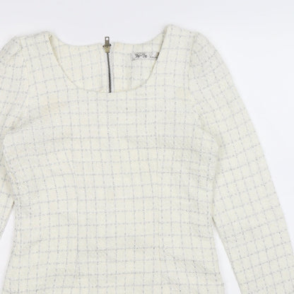 Ye Ye Womens White Check  Bodycon  Size S