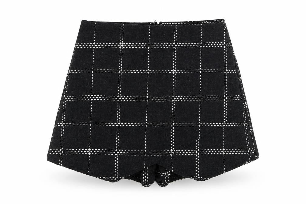 Blue Blush Womens Grey Check  A-Line Skort Size S
