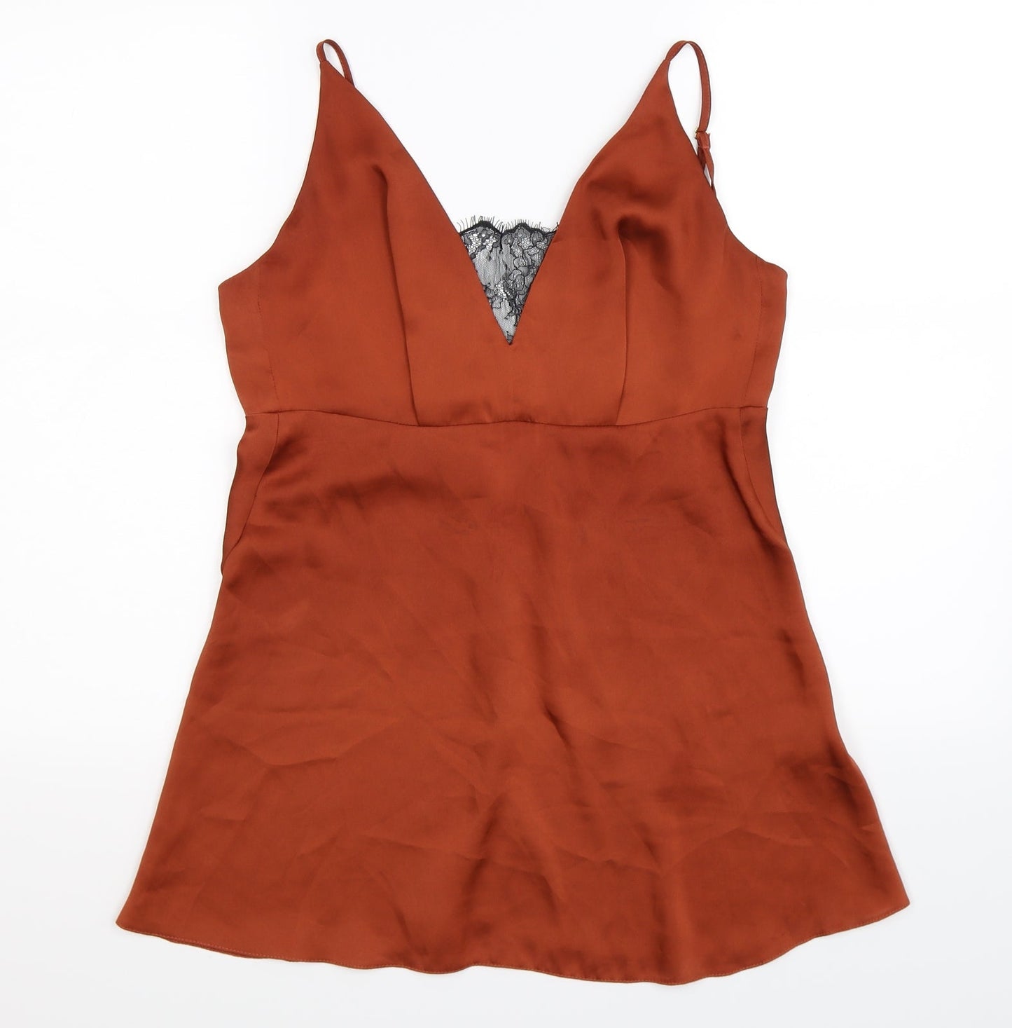 ASOS Womens Brown  Satin Basic Tank Size S