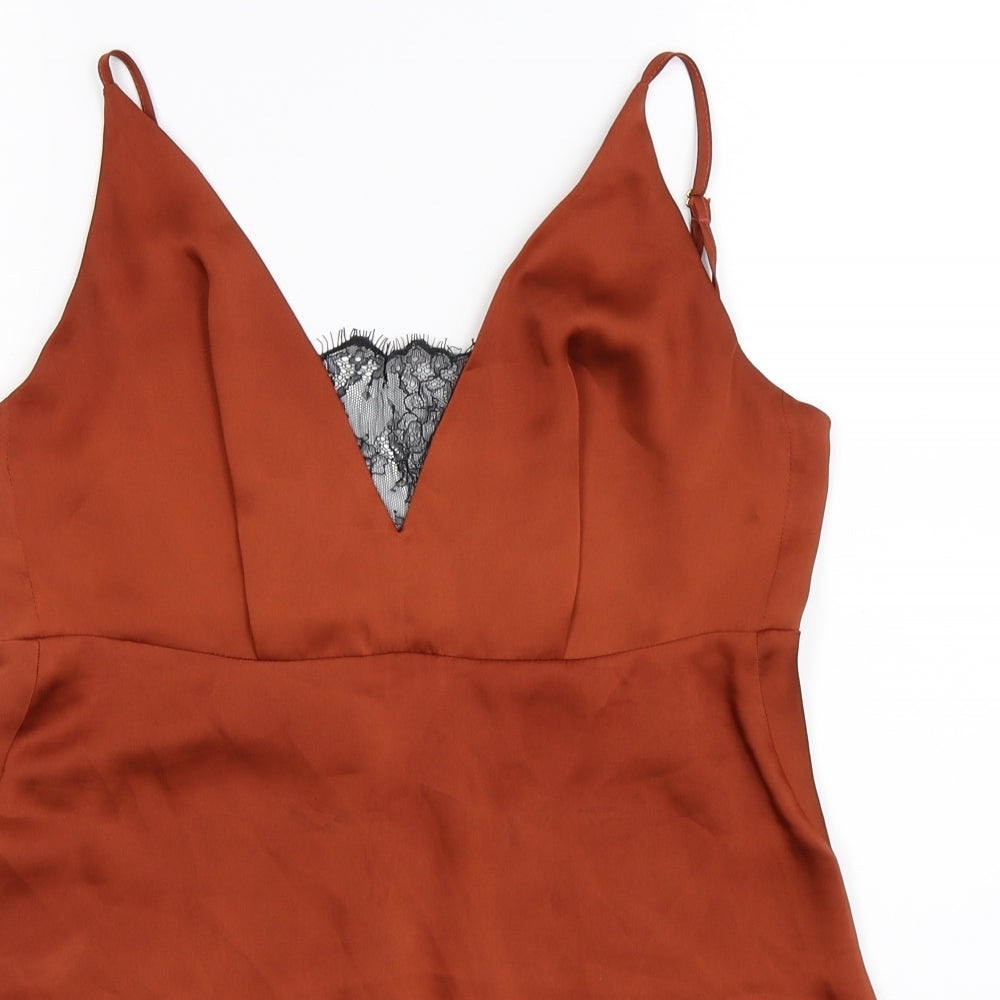 ASOS Womens Brown  Satin Basic Tank Size S