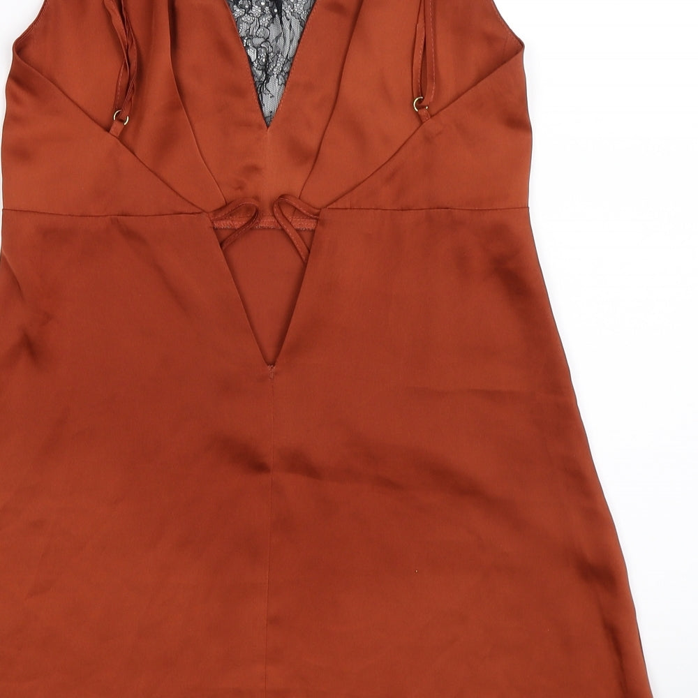 ASOS Womens Brown  Satin Basic Tank Size S