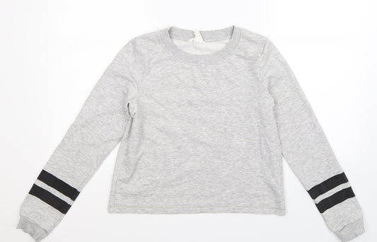 H&M Girls Grey Striped  Pullover Sweatshirt Size 13-14 Years
