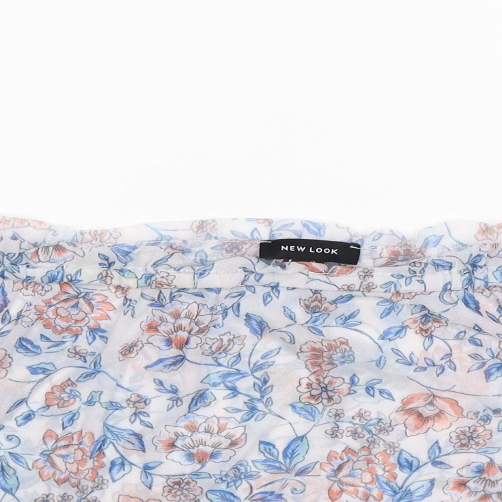 New Look Womens White Floral  Basic Blouse Size 12