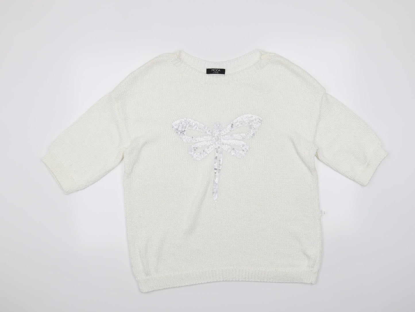 Moda Womens White   Pullover Jumper Size 18