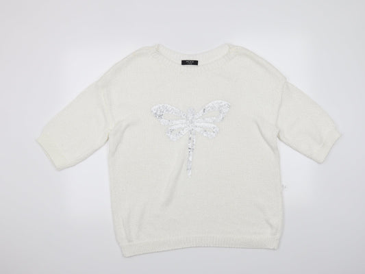 Moda Womens White   Pullover Jumper Size 18