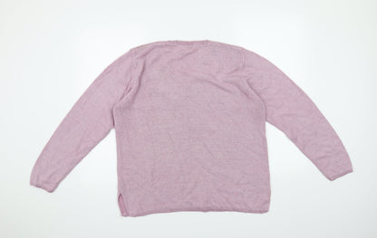 Back view of Woman women’s purple jumper, size UK 14