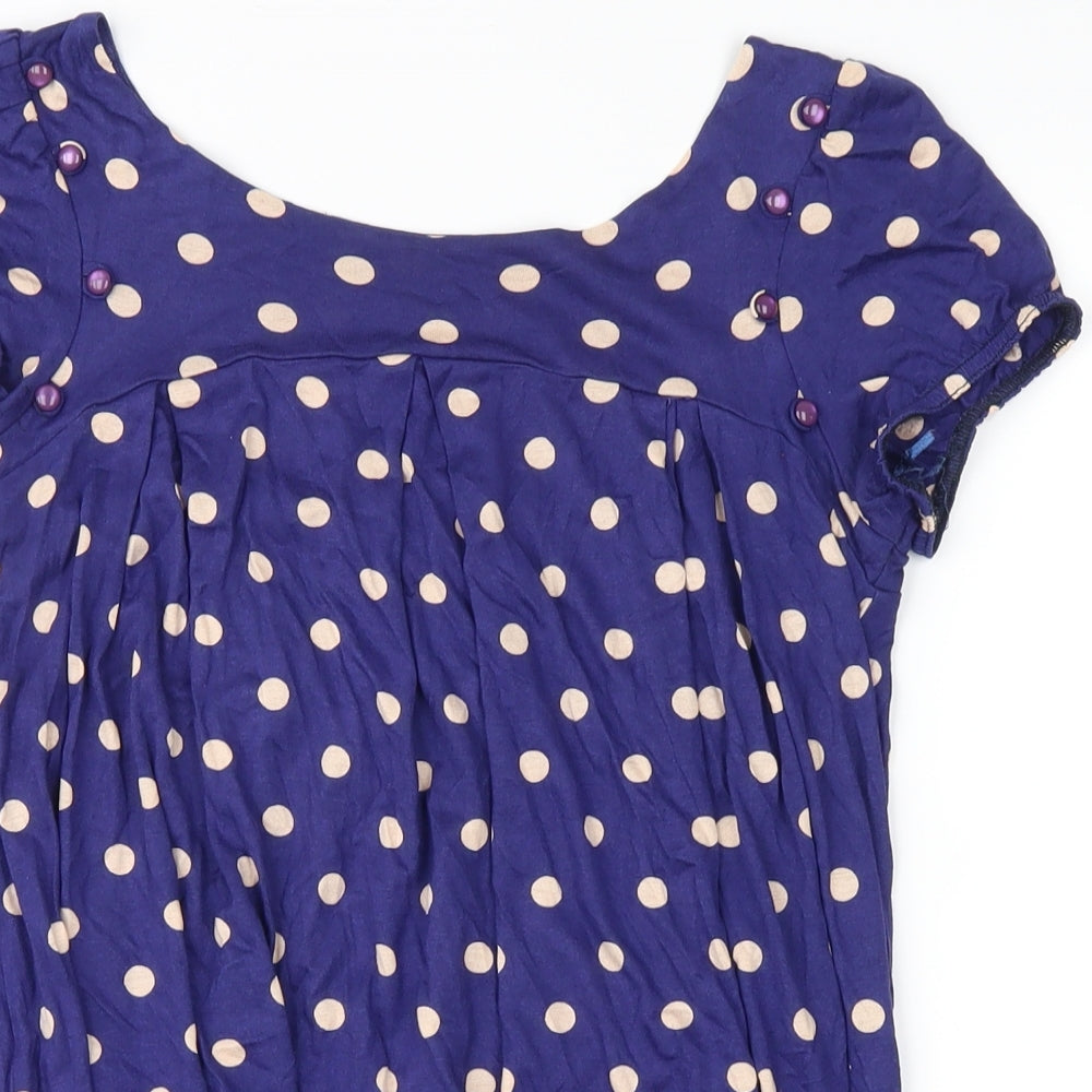 no brand Womens Blue Polka Dot  Basic Blouse Size 8