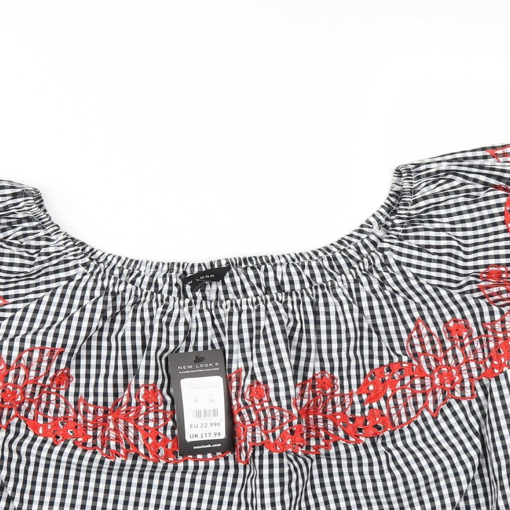 New Look Womens Black Check  Basic Blouse Size 8