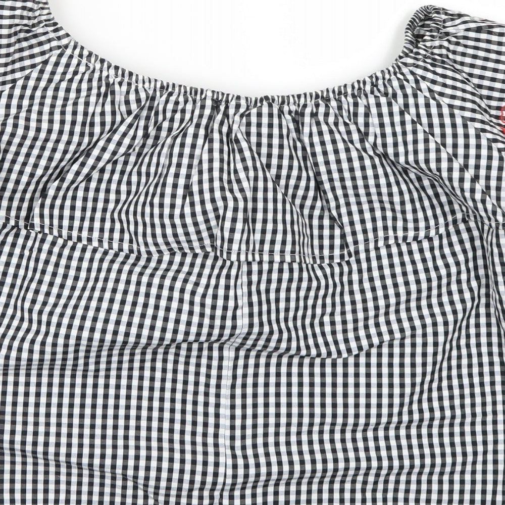 New Look Womens Black Check  Basic Blouse Size 8