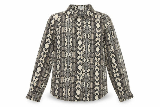 Brave Soul Womens Brown Animal Print Satin Basic Blouse Size 8