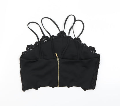 Back view of River Island women’s black cropped tank, size UK 8