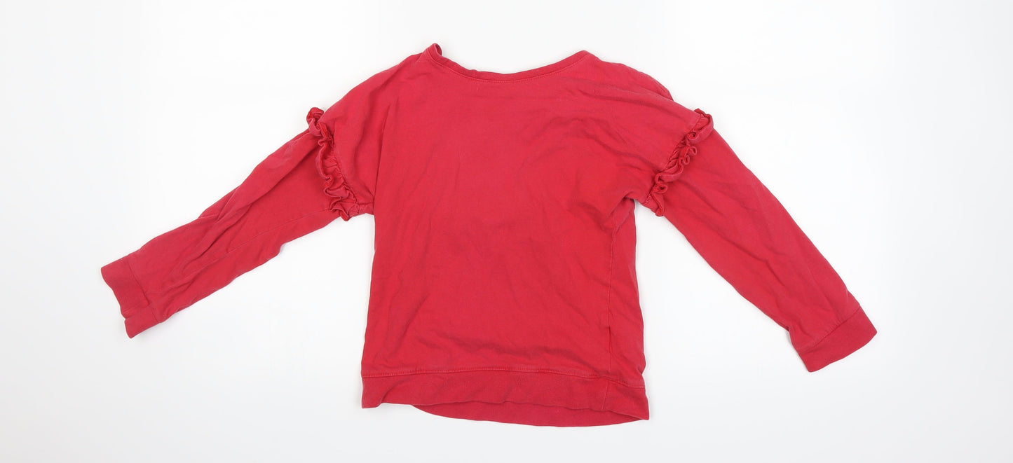 Marks and Spencer Girls Red   Basic T-Shirt Size 7 Years