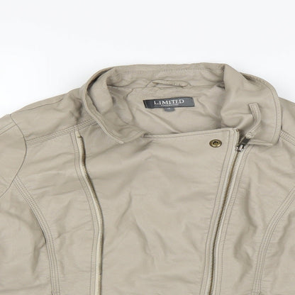 Close-up detail of Limited Collection women’s beige overcoat coat, size UK 10