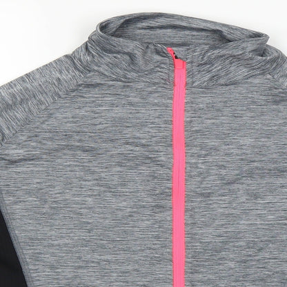 Close-up detail of Tu women’s grey full zip jumper, size UK 12