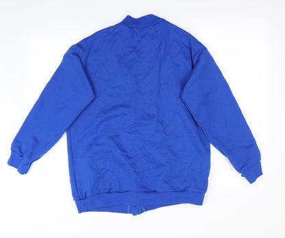 Back view of Preworn women’s blue cardigan jumper, size M