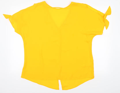 Front view of Peacocks women’s orange basic blouse, size UK 16