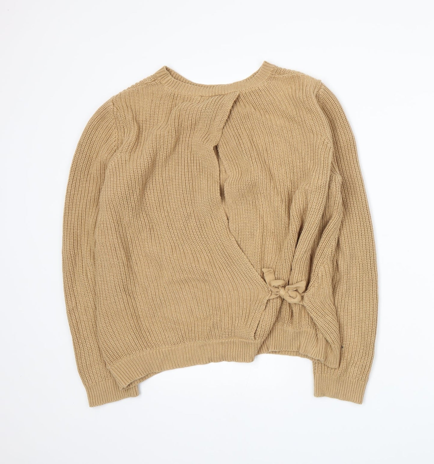 Warehouse Womens Beige  Knit Pullover Jumper Size 6