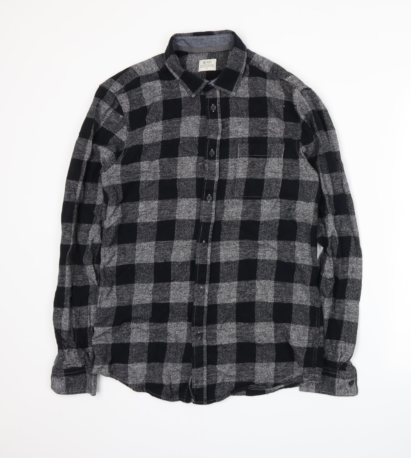 Matalan Mens Grey Plaid   Button-Up Size S