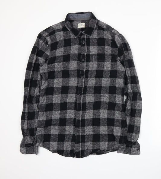 Matalan Mens Grey Plaid   Button-Up Size S