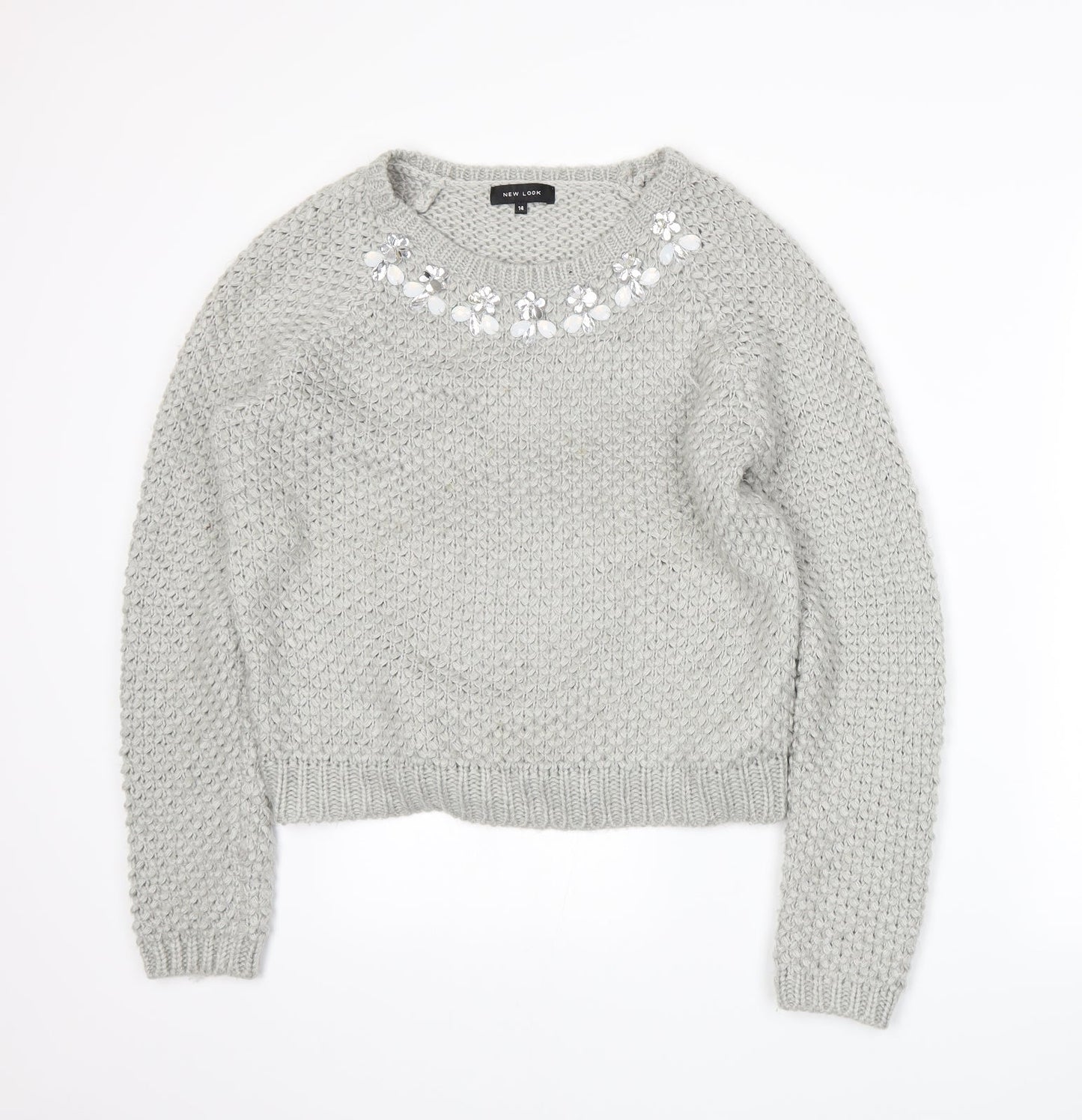 New Look Womens Grey  Knit Pullover Jumper Size 14